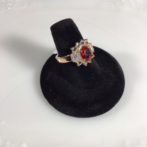 Gold Ruby and Cubic Zirconia Fashion Ring - Size 10. New with tag. - Picture 2 of 3